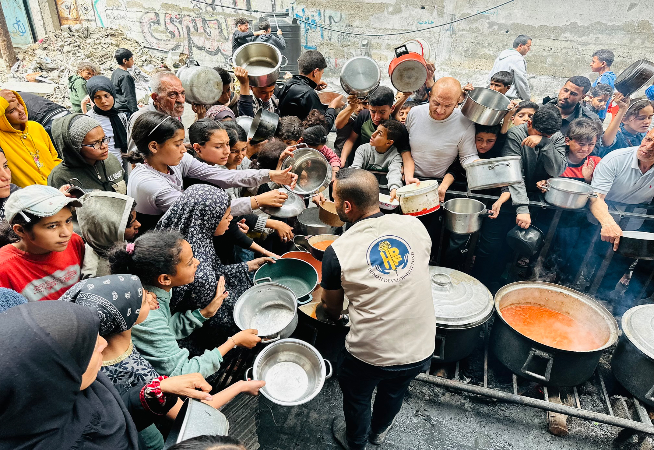 Emergency relief team delivering aid